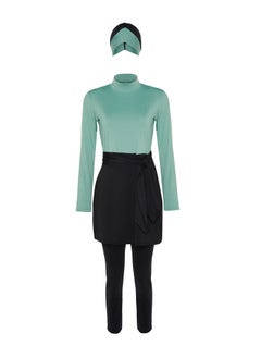 trendyol Mint Color Block Long Sleeve Knitted 4-Piece Swimsuit Set TCTSS22CF0028  - Image 4
