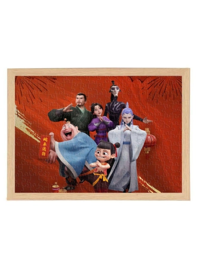 Loquat Which Magic Child Made The Sea 2 Jigsaw Puzzle Which 2 Magic Child Came To The World Mosaic Ao C Children's Animation Birthday Gift-Color:Nezha No. 8-200 Pieces + Wooden Photo Frame 31.5x22.5cm - Image 4