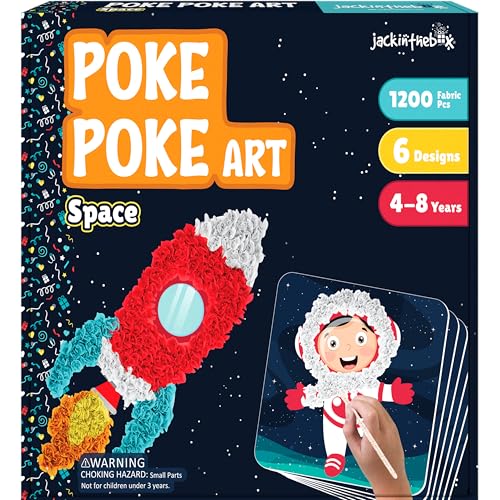 jackinthebox Poke Poke Art for Kids Space Theme MessFree Fabric Art and Craft Flower Pressing Kits Gift for Kids Easter Gifts for Girls and Boys Ages 4 5 6 7 8 - Image 1