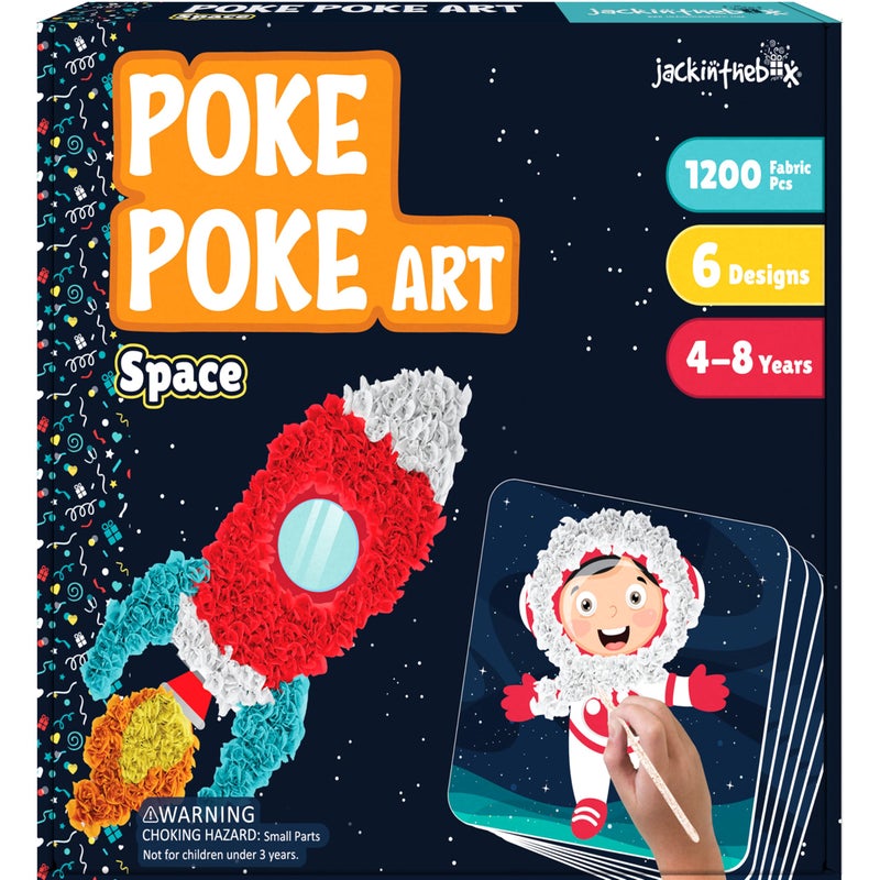 jackinthebox Poke Poke Art for Kids Space Theme MessFree Fabric Art and Craft Flower Pressing Kits Gift for Kids Easter Gifts for Girls and Boys Ages 4 5 6 7 8 - Image 2