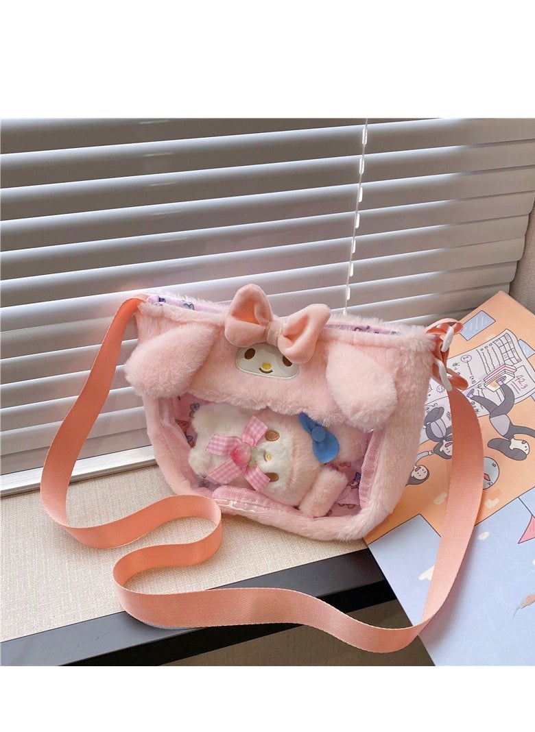 Sanrio Sanrio Melody Crossbody Bag with Doll Accessories Transparent PVC Children's Bag Toy Cartoon Bag  - Image 1