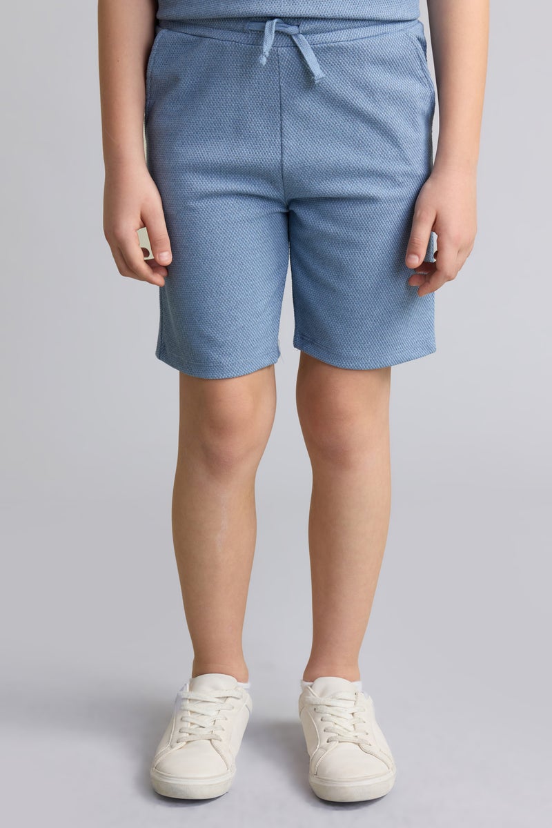 DeFacto Blue Boy Boy Textured Fabric 2 Piece Blue Set Casual - Image 5