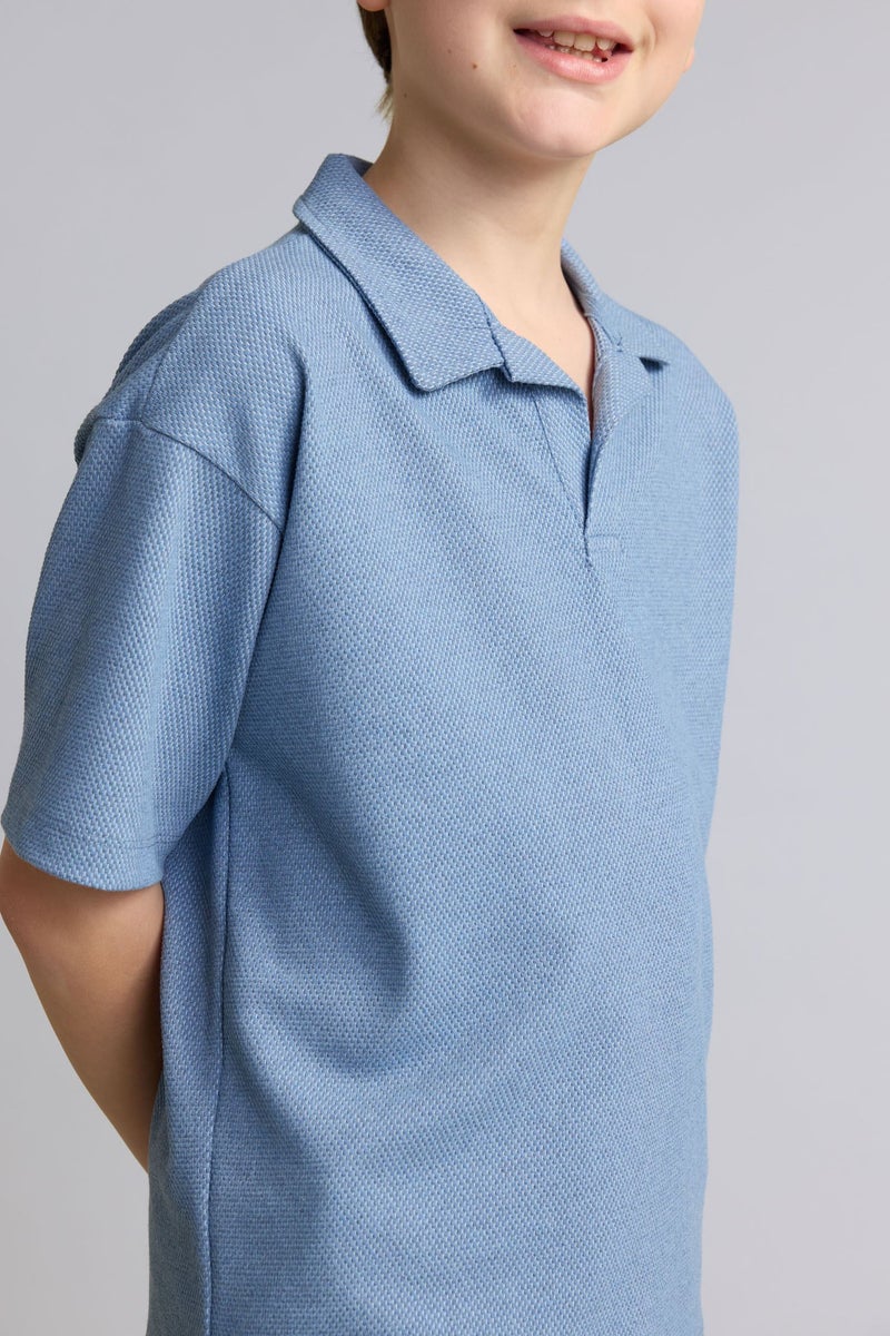 DeFacto Blue Boy Boy Textured Fabric 2 Piece Blue Set Casual - Image 4