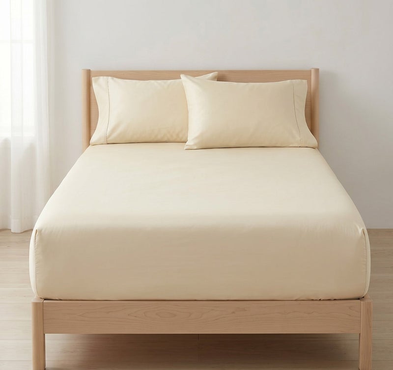 Comfy Creamy Beige Fitted Bed Linen Set (3 Pieces) - 160 cm - Image 3