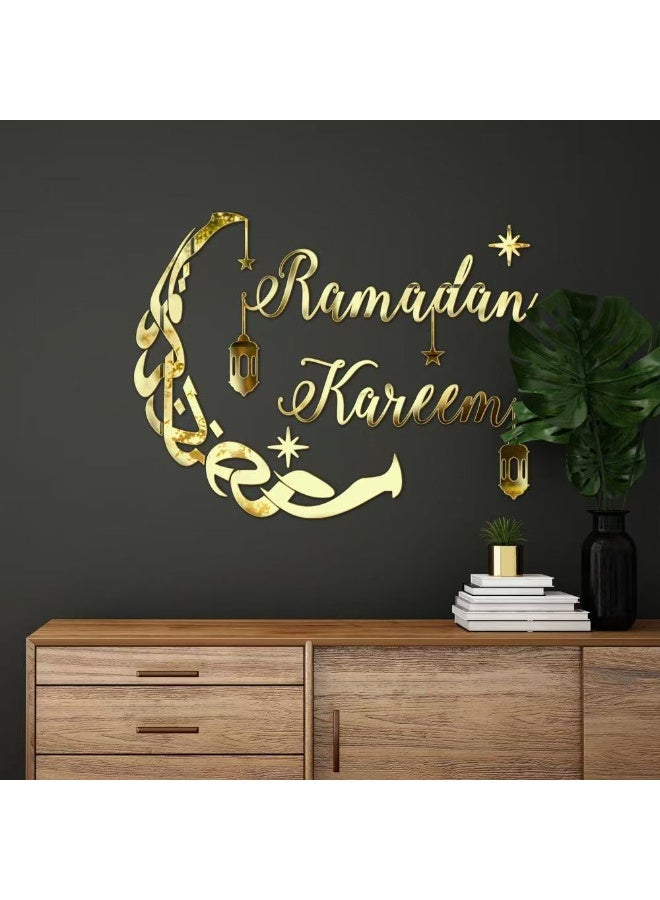 ملصق جداري على شكل هلال من الأكريليك ذاتي اللصق - زينة رمضان كريم لتزيين المنزل الإسلامي - Image 3