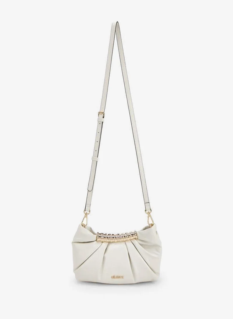 سيليست Pleated Sling Bag With Button Closure