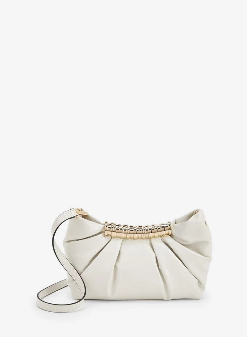 Celeste IVORY Pleated Sling Bag With Button Closure for Women | Best Price UAE