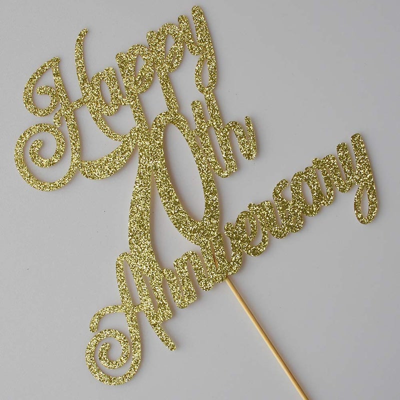 ZLPDS Happy 70th Anniversary Cake Topper 70th Wedding Anniversary Decor Birthday Party Decorations Supplies Gold Glitter - Image 4
