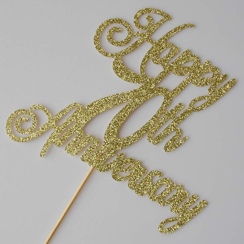 ZLPDS Happy 70th Anniversary Cake Topper 70th Wedding Anniversary Decor Birthday Party Decorations Supplies Gold Glitter - Image 5