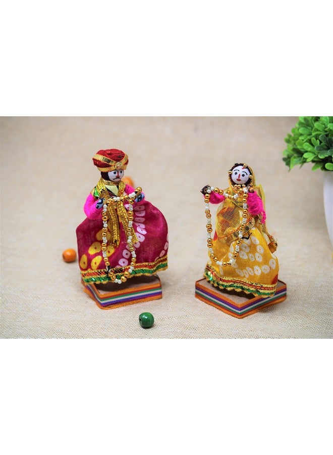 JH Gallery Handmade Recycled Material Rajasthani Dulha Dulhan Decorative Figurines for Home Décor/Furnishing/Gifting Idol (Multicolour, 11 x 11 cm) - Image 5