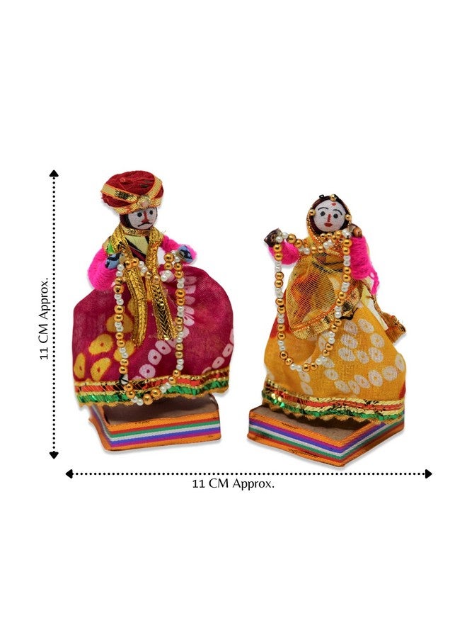 JH Gallery Handmade Recycled Material Rajasthani Dulha Dulhan Decorative Figurines for Home Décor/Furnishing/Gifting Idol (Multicolour, 11 x 11 cm) - Image 3