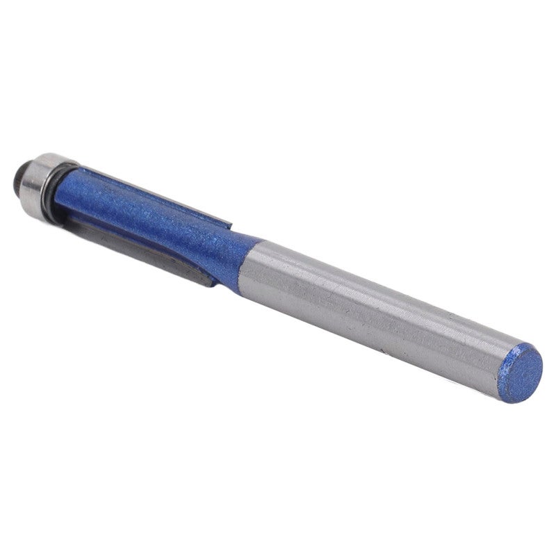 مفرش روتير بسحب متطابق (Flush Trim Router Bit) بقاعدة 1/4 بوصة وطول قطع 1 بوصة تصميم محمل علوي - أداة نجارة عالية الصلابة من الكاربيد الصلب بمغلف أزرق نانو للأجهزة الرقمية CNC ومشاريع النجارة - Image 2