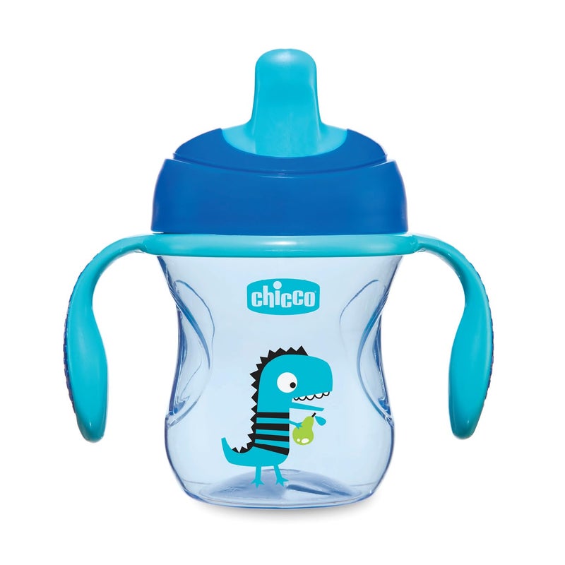 Chicco Plastic Baby Training Sippy Cup For 6+ Months, 200Ml | Semi Soft Bite-Resistant Spout | Spill Proof | Easy Grip | BPA Free Material (Multicolour) - Image 1