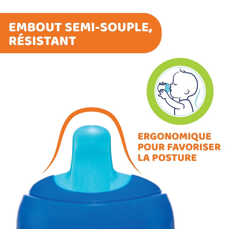 Chicco Plastic Baby Training Sippy Cup For 6+ Months, 200Ml | Semi Soft Bite-Resistant Spout | Spill Proof | Easy Grip | BPA Free Material (Multicolour) - Image 4