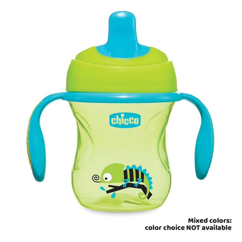 Chicco Plastic Baby Training Sippy Cup For 6+ Months, 200Ml | Semi Soft Bite-Resistant Spout | Spill Proof | Easy Grip | BPA Free Material (Multicolour) - Image 2