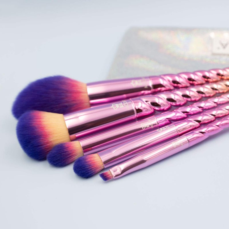 MODA Mythical Star 6pc Travel-Size Makeup Brush Kit â€“ Vegan Face & Eye Brushes with Holographic Travel Case - Image 4