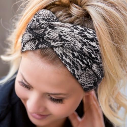 DRESHOW دريشو 4 حزمة عصابات رأس تركية للنساء، لفات رأس عتيقة عريضة، أكسسوارات شعر كيوت مزينة بعقدة - Image 3