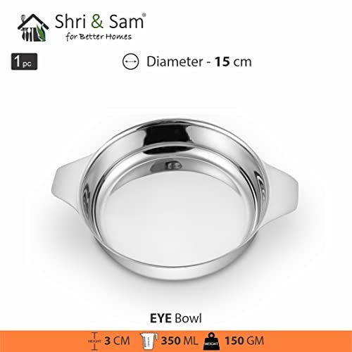 Shri & Sam Stainless Steel Eye Bowl, Silver - Image 3