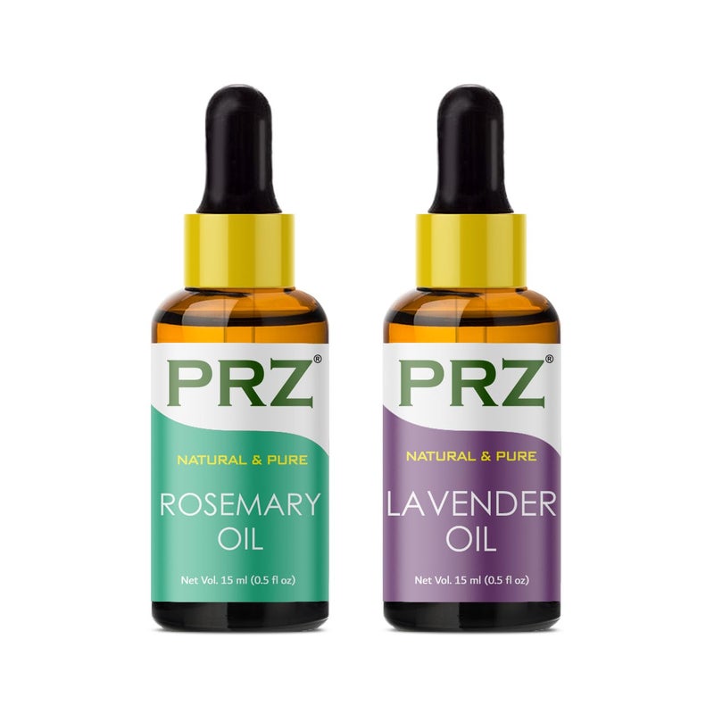 PRZ Combo of Rosemary & Lavender Essential Oil, 100% Pure Natural & Therapeutic Grade Oil for Aromatherapy, Body Massage, Skin Care & Hair Growth (15ML Each) - Image 5