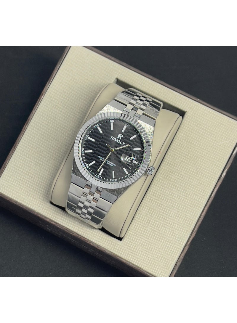 REVUELE Men's Stainless Steel Analog Quartz Watch, Easy to Read Fashion Design Waterproof Classic Luxury. - Image 1