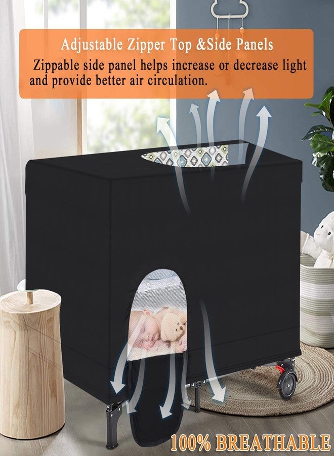Elefama Blackout Cover for Pack N Play Blackout Tent Travel Crib Canopy Blackout Cover Breathable Stretchy Portable Blackout Crib Tent Cover for Pack and Play Snooze Shade Baby Toddlers Travel - Image 3