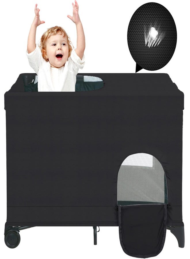 Elefama Blackout Cover for Pack N Play Blackout Tent Travel Crib Canopy Blackout Cover Breathable Stretchy Portable Blackout Crib Tent Cover for Pack and Play Snooze Shade Baby Toddlers Travel - Image 1