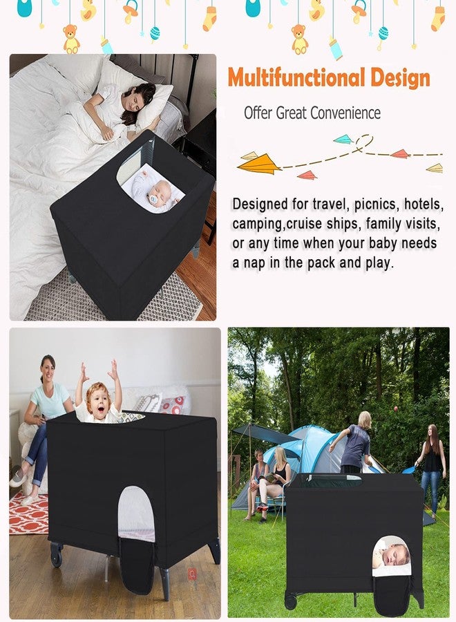 Elefama Blackout Cover for Pack N Play Blackout Tent Travel Crib Canopy Blackout Cover Breathable Stretchy Portable Blackout Crib Tent Cover for Pack and Play Snooze Shade Baby Toddlers Travel - Image 4