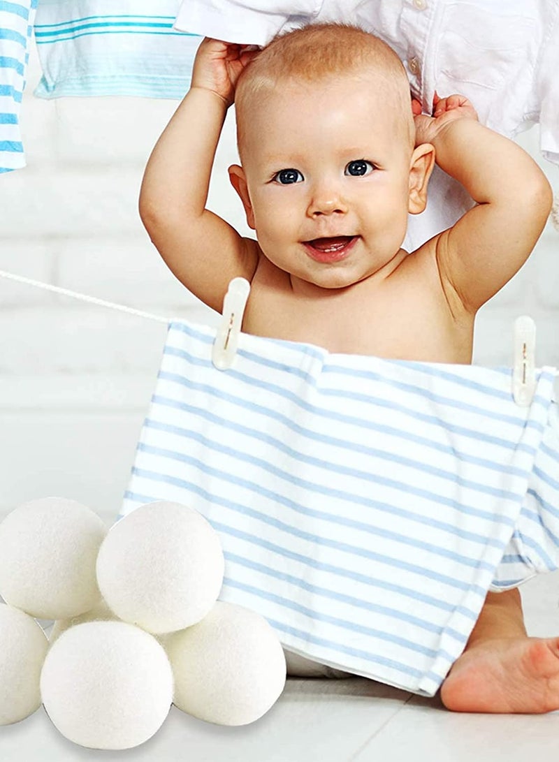 SYOSI Wool Dryer Balls, Wool Balls Clothes Dryer Laundry Softener Dehumidification Decrease Drying Time Washing Reusable Static Free, Baby Safe, Saving Energy and Time, White 6 Count - Image 3