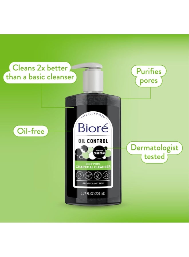 Biore Deep Pore Charcoal Face Wash, Daily Facial Cleanser for Dirt & Makeup Removal, for Oily Skin, 6.77 Oz, Pack of 3 - Image 2