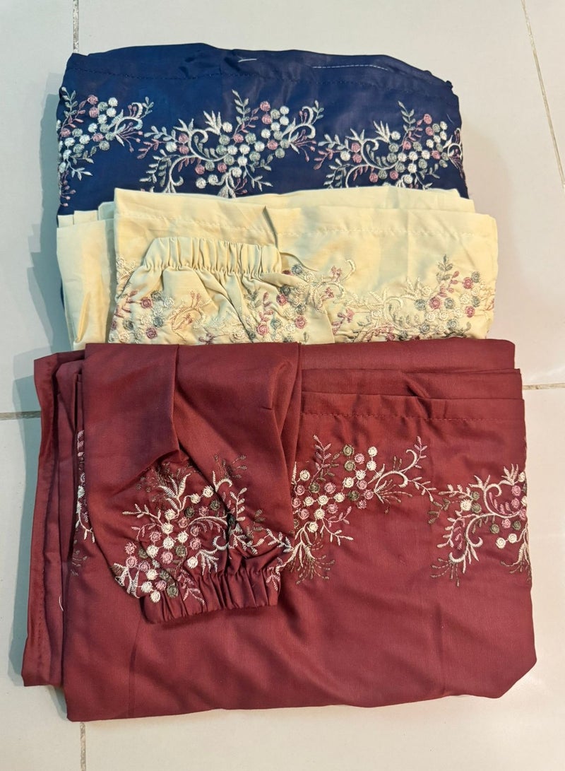 3 Extra Soft and Comfortable Cotton Prayer Sheets Embroidered Includes Scarf Full Body Coverage One Size Wide Fits All Body Types
