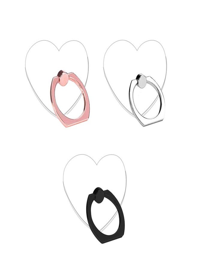 lenoup Transparent Heart Cell Phone Ring Holder Kickstand,360 Rotation Clear Heart Cell Phone Finger Ring Grip Stand for Phones,Pad - Image 1