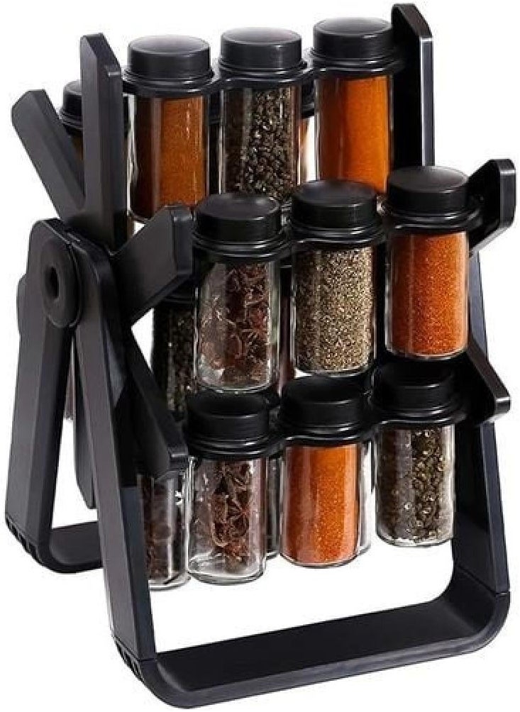 Denx 360° Rotating Spice Rack With 18 Glass Jars (100Ml) – Smart Space-Saving Organizer - Image 4