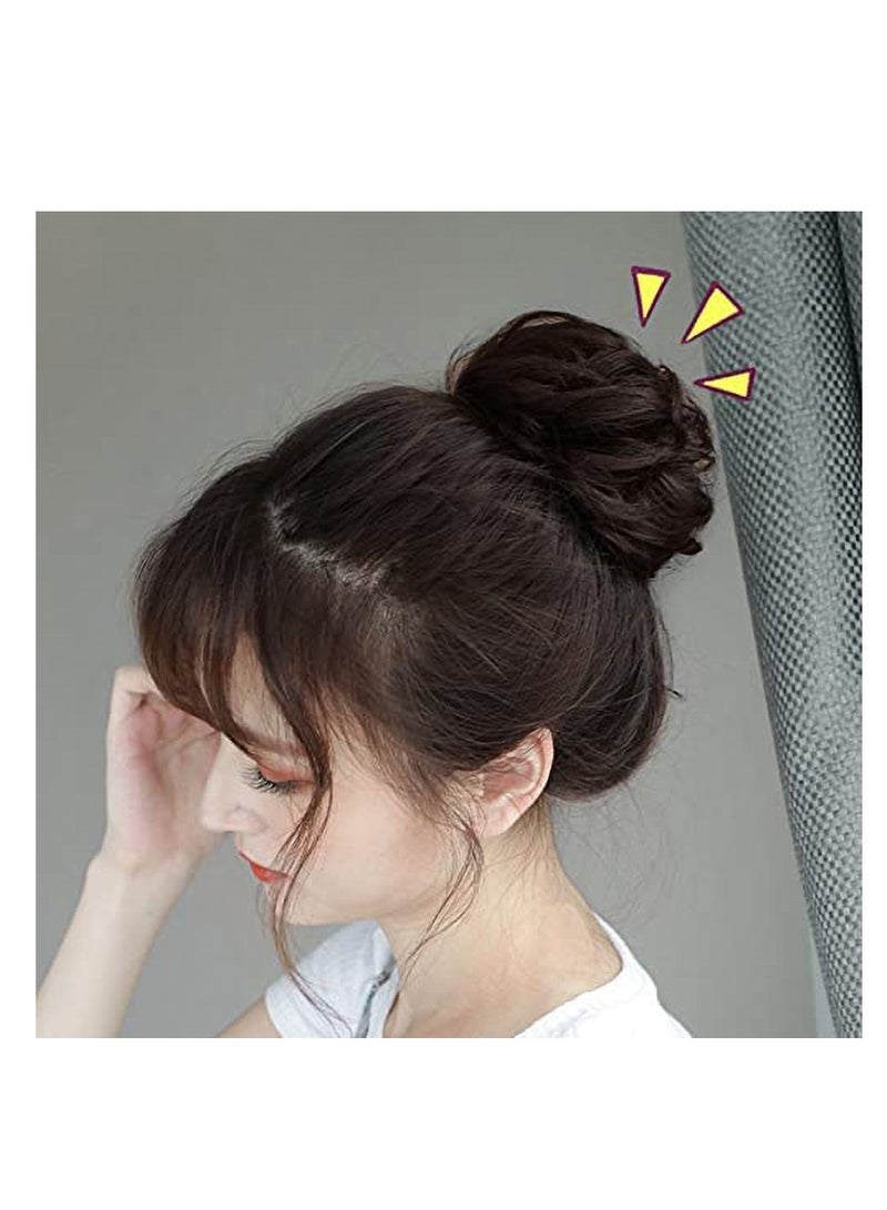 إستيل فوضوي الشعر سكرانشي مع شريط مطاطي مرن ذيل حصان وصلات شعر أوبدو شينيون دونات ذيل حصان شعر صناعي مجعد للنساء (اللون # 613) - Image 4