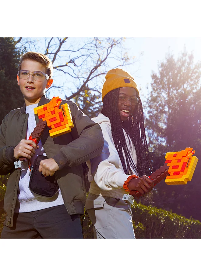 نيرف Nerf Minecraft Firebrand, Dart Blasting Axe, 6 Nerf Elite Foam Darts, Design Inspired by Minecraft Axe in the Game, Pull Down Priming, Minecraft Toys