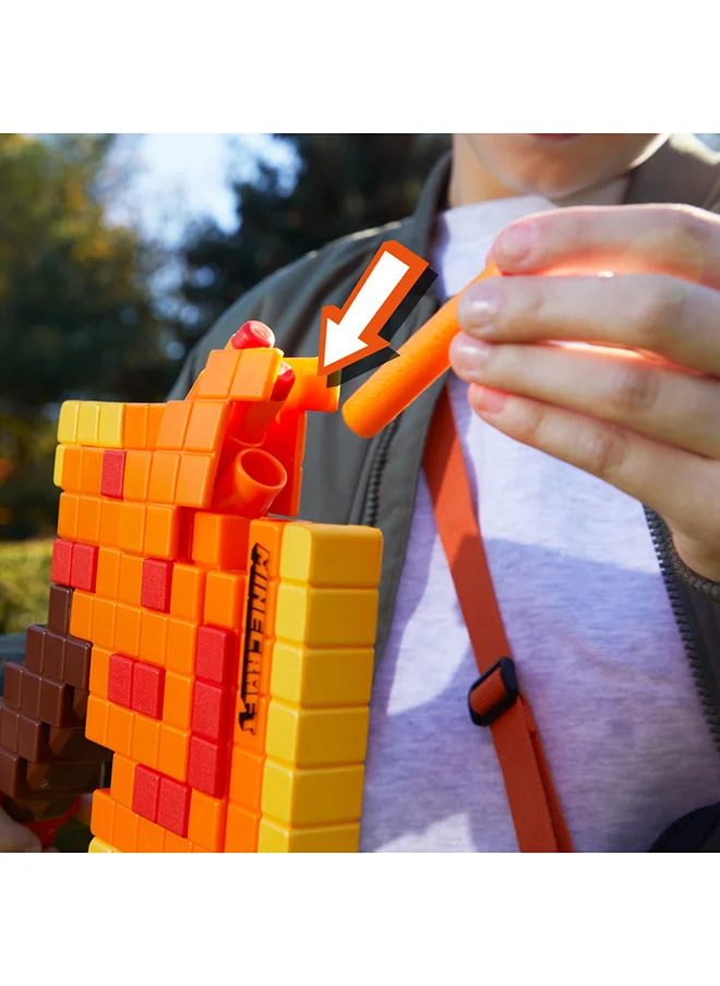 NERF Nerf Minecraft Firebrand, Dart Blasting Axe, 6 Nerf Elite Foam Darts, Design Inspired by Minecraft Axe in the Game, Pull Down Priming, Minecraft Toys