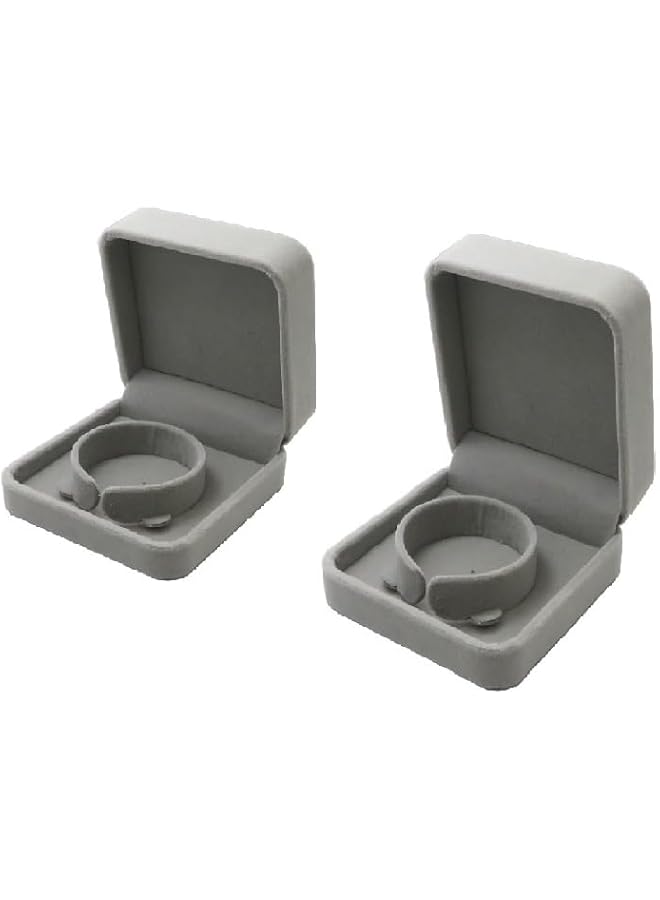 The Bros 2 Pieces Bracelet Boxes for Jewelry, Classic Jewelry Box Storage Case Organizer Holder for Wedding, Engagement, Proposal, Birthday and Anniversary (Grey, One Size) - Image 1