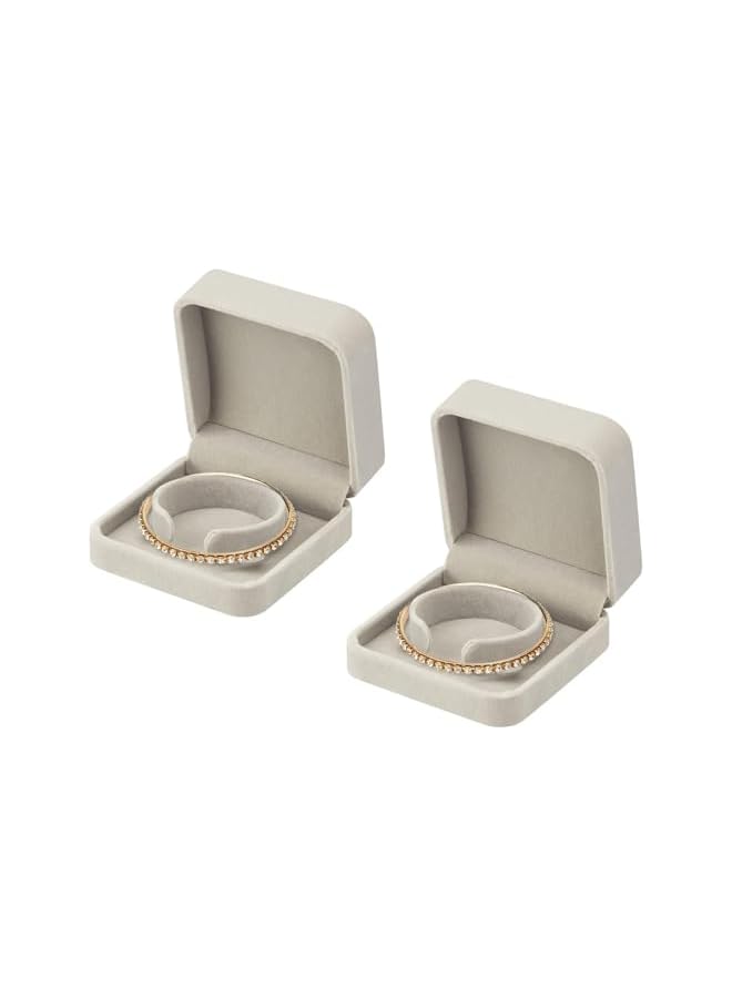 The Bros 2 Pieces Bracelet Boxes for Jewelry, Classic Jewelry Box Storage Case Organizer Holder for Wedding, Engagement, Proposal, Birthday and Anniversary (Grey, One Size) - Image 3