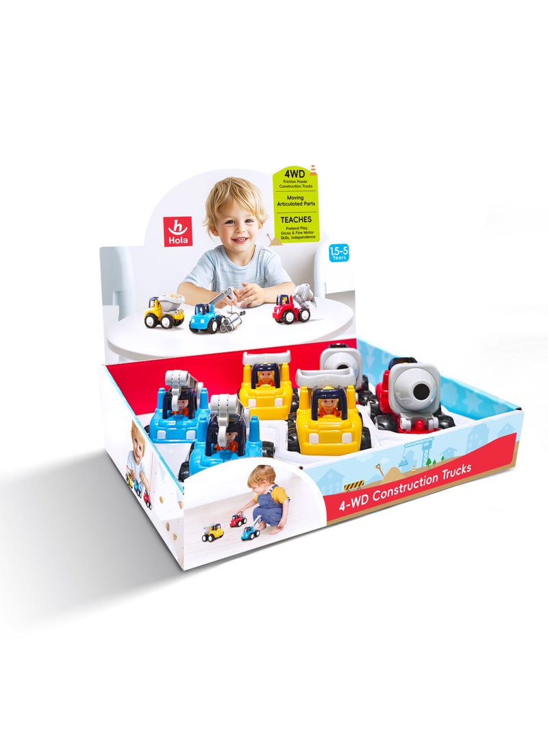 Hola 4-WD Friction Powered Construction Trucks for Toddlers 18+ Months | Durable Truck Toy for Kids | Builder Vehicle Set for Imaginative Play - Image 4