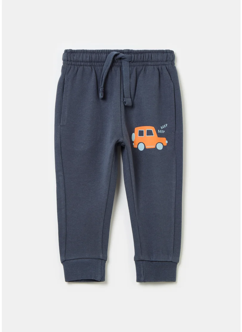 او في اس Fleece joggers with drawstring and print