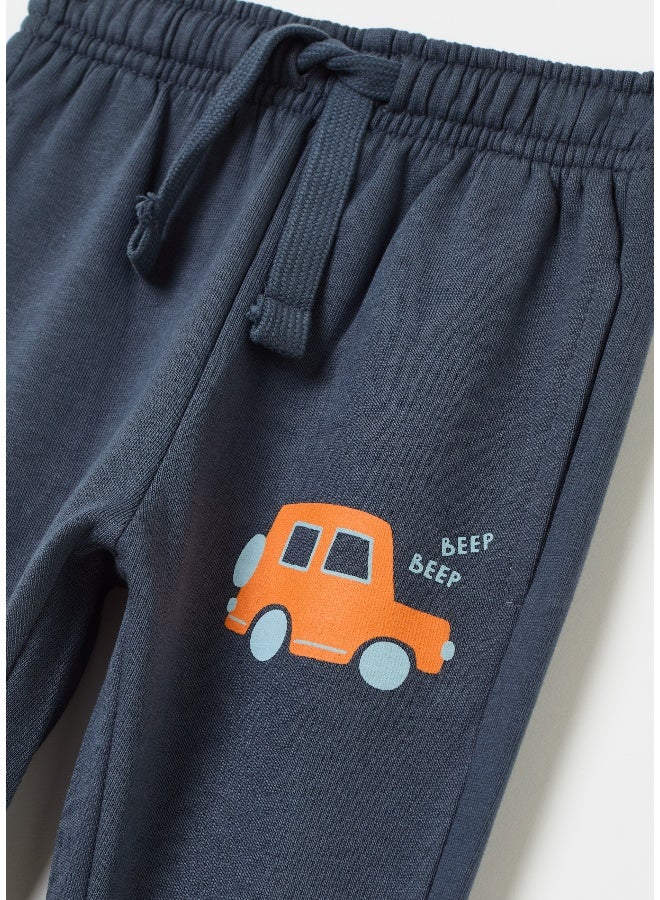 Ovs Fleece joggers with drawstring and print - Image 3