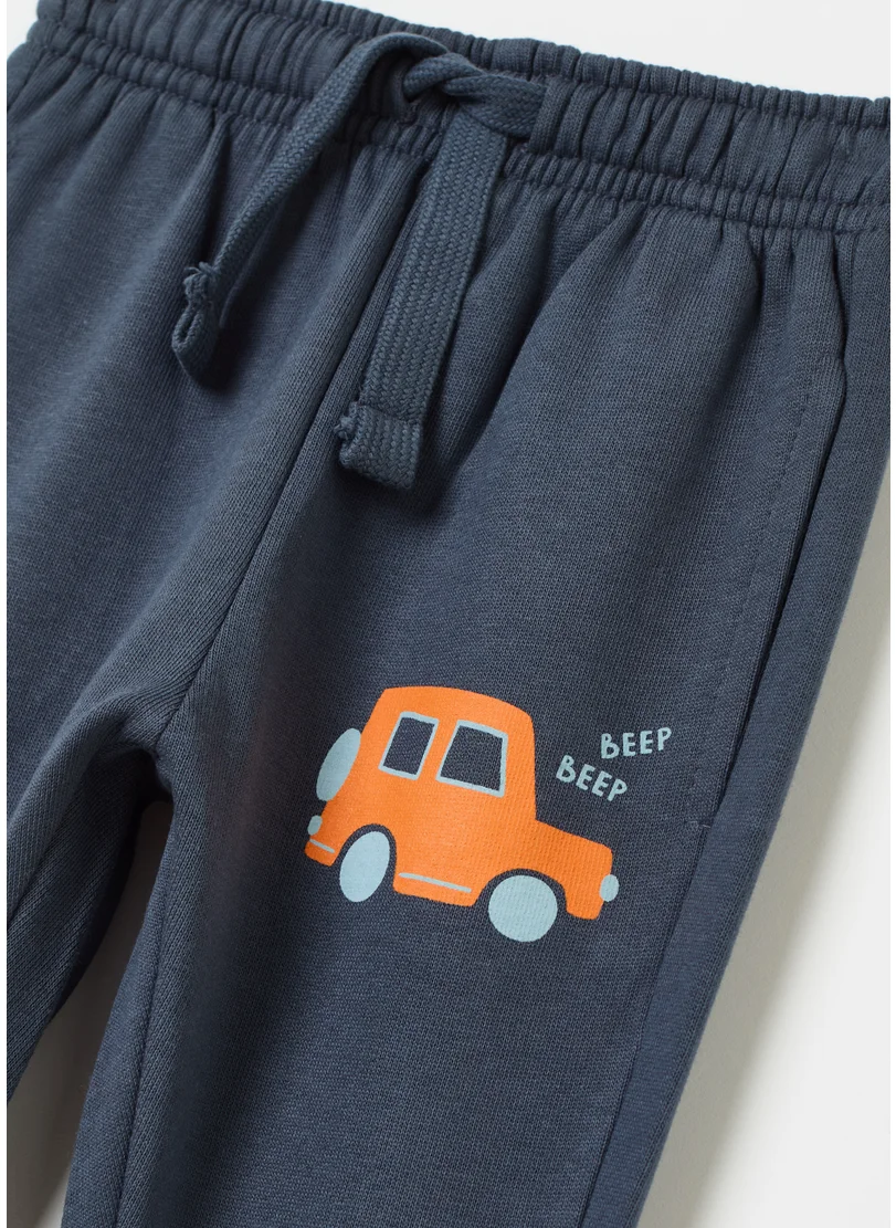 Ovs Fleece joggers with drawstring and print