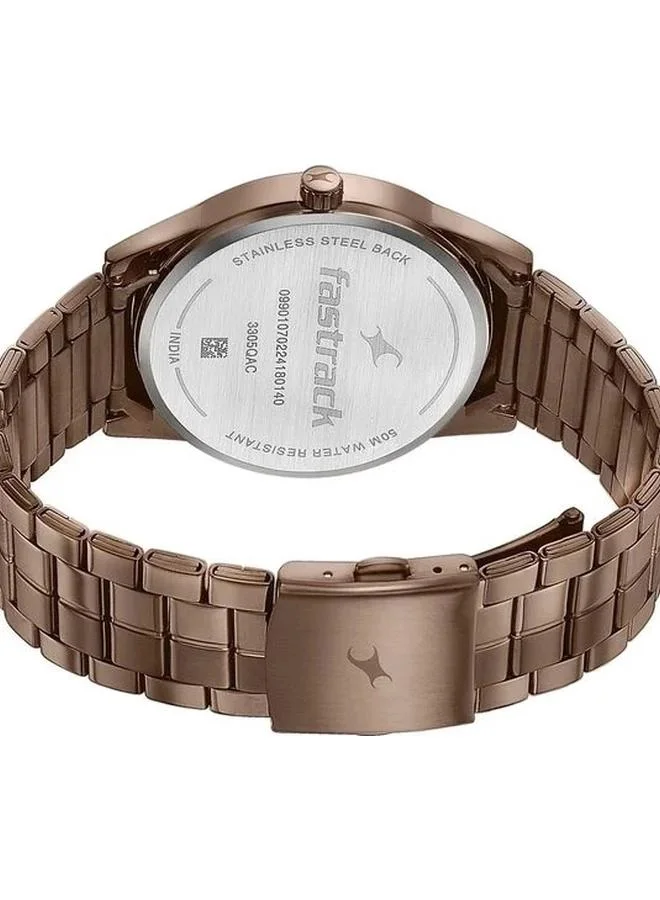 TITAN Men's Analog Display Watch With Brown Stainless Steel Strap - 3305QM01