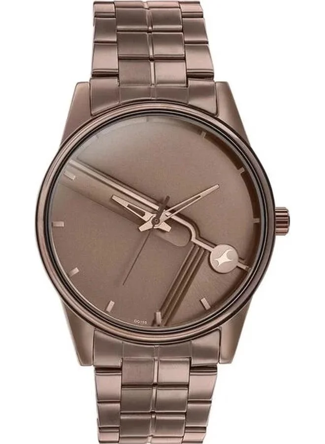 TITAN Men's Analog Display Watch With Brown Stainless Steel Strap - 3305QM01