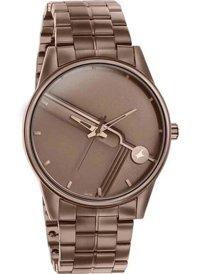 TITAN Men's Analog Display Watch With Brown Stainless Steel Strap - 3305QM01
