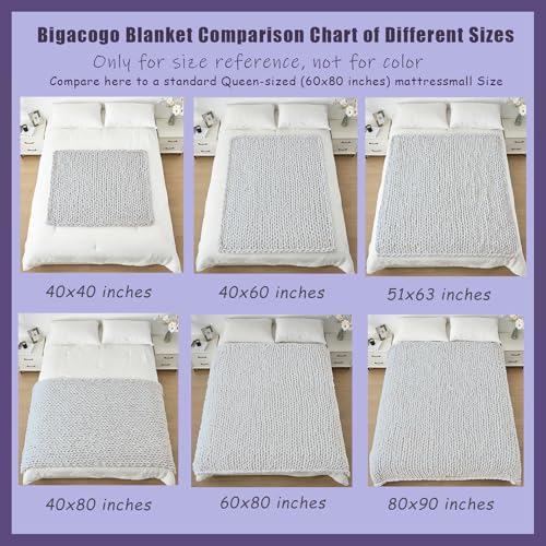 Bigacogo Chunky Knit Throw Blanket for Couch, 40x60 inches, 100% Hand Knitted with Thick Jumbo Chenille Yarn, Cozy Soft Large Rope Knot Cable Crochet Blankets for Sofa Bed Living Room, Ivory - Image 5