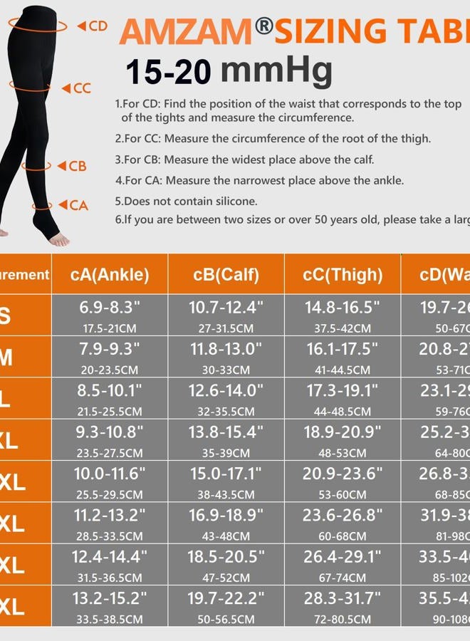 AMZAM 5XL Compression Stockings for Women Men Graduated Compression Stockings 15-20mmHg Opaque Fingerless Compression Stockings High Support Waist for Swelling DVT Pregnant Teacher - Image 2