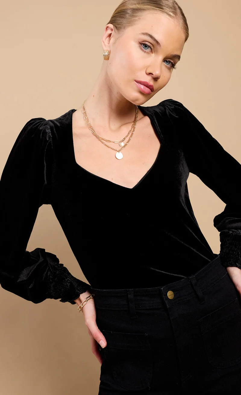 Black Velvet Sweetheart Blouse