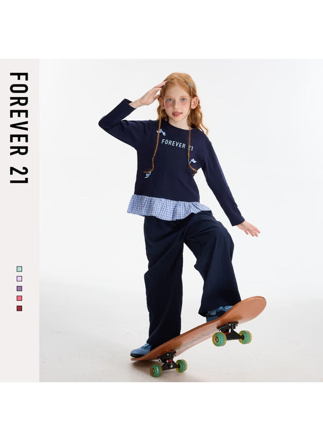 Forever21 Girls' Long Sleeve T-shirt Spring  New Ruffle Big Kids Casual Children's Top - Image 2