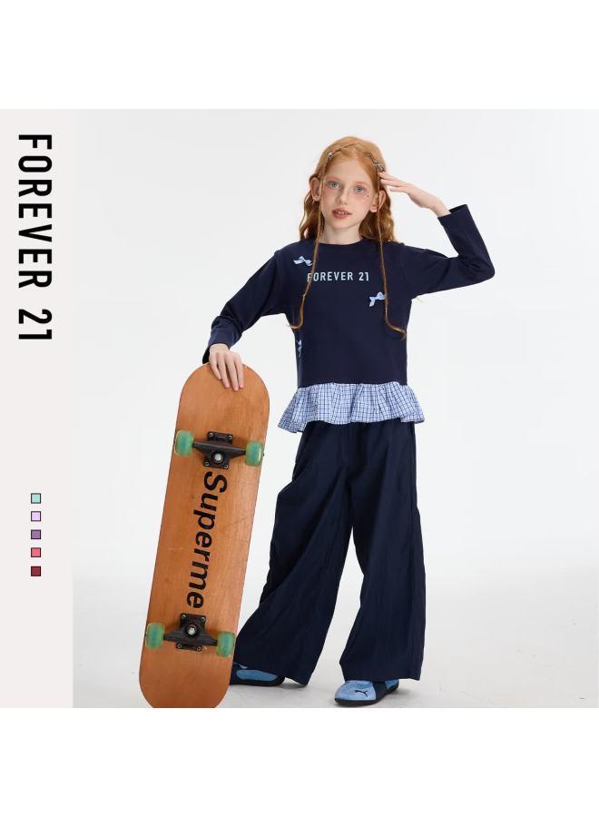 Forever21 Girls' Long Sleeve T-shirt Spring  New Ruffle Big Kids Casual Children's Top - Image 3