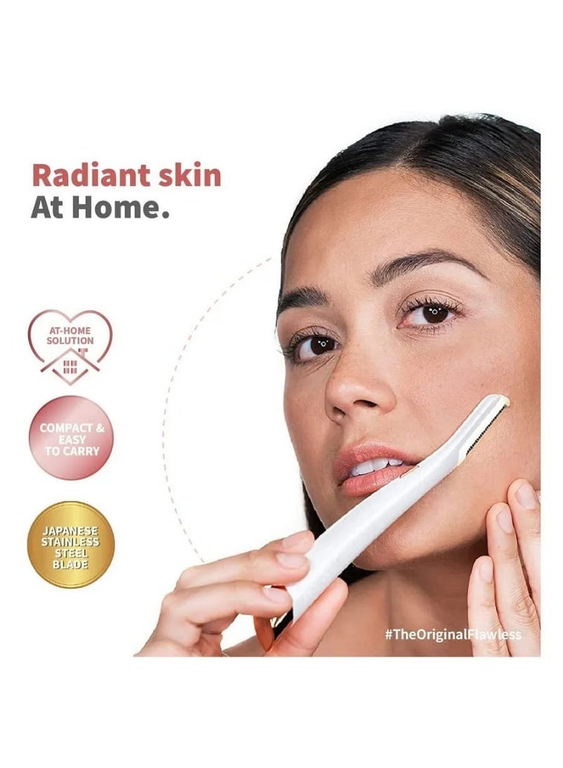 Flawless Dermaplane Glow, Lighted Facial Exfoliator and Hair Remover, 6 Replacement Heads Included - Image 3